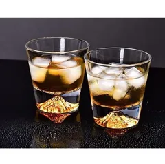 ウイスキー グラス 2個セット 富士山グラス 250ml ロックグラス アルコールグラス ペアグラス おしゃれ お土産 結婚祝い プレゼント  LLXJ0230