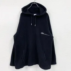 【3点以上まとめ買いで20%OFF】古着 used　NIKE　ナイキ　フリースパーカー/フーディー　スウッシュ　ポケット付き　黒　ブラック　XLサイズ