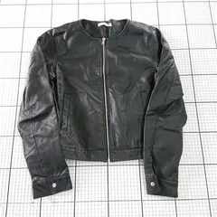 ◇ ⊇ コンティニュエ ドゥ ナイスクラップ NICE CLAUP フェイクレザー ノーカラージャケット ブラック系 レディース F E  【1510240001778】のサムネイル