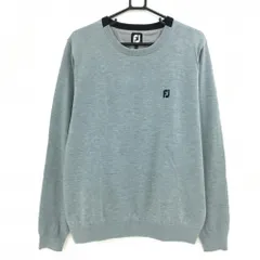 【超美品】フットジョイ セーター グレー×ネイビー ロゴ刺しゅう 身頃裏地 ニット メンズ 2XL ゴルフウェア FootJoy