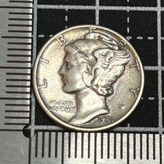 【銀貨】1941年 アメリカ 10セント銀貨 マーキュリーダイム／羽根帽子が美しい“ウィングド・リバティ” 06