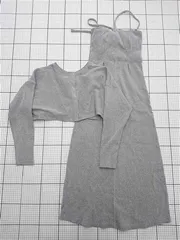 ◇ ⊇ ミスティック mystic MYZ1021209A0002 ニットカーディガン＆キャミワンピースセット グレー系 レディース E  【1511100012422】