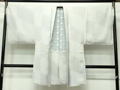 平和屋着物□極上 男性 長羽織 市松文様 草花地紋 暈し染め 逸品 未