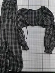 ◇ ⊂ ジュエティ jouetie チェック柄セットアップ 長袖トップス＆スカート Mサイズ レディース レディース E  【1511100013214】