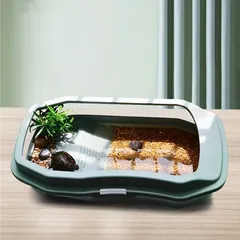 亀の水槽 亀ケージ カメ 飼育ケース 大きい ボックス カメ槽 滑り止め 休憩プラットフォーム 脱出防止 爬虫類 両生類用 亀の楽園 水族館 両生類用品 亀