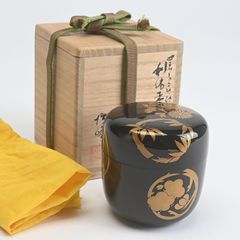 蒔絵師 佐々木麗峰 作 犬棒カルタ蒔絵 中棗 共箱 栞 漆器 茶道具 新品