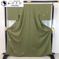 付下げ 刺繍柄 縮緬 利休生壁色 トールサイズ ガード加工 K-4543