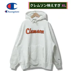 チャンピオン Champion リバースウィーブ REVERSE WEAVE パーカー XL 霜降りグレー クレムソン大学 Clemson University ロゴ刺繍 カレッジ スウェット フーディー オーバーサイズ ストリート アメカジ 古着 E360