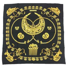 HERFMES エルメス スカーフ カレ90 LES CAVALIERS D'OR 黄金の騎士 ブラック 黒 新古品 aq11799