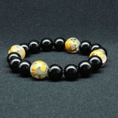 フォロー割有】白 双心金剛杵天珠 ドラゴンライン入り ブレスレット