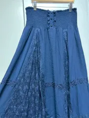 (ヴィンテージ) アクシーズファム axes femme レース ロング丈スカート ネイビー