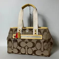 2510-360｜美品｜コーチ シグネチャー ハンドバッグ キャンバス イエロー