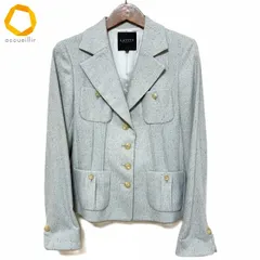 #wnc ランバンコレクション LANVIN COLLECTION ジャケット 36 水色 ツイード シングル レディース [977239]