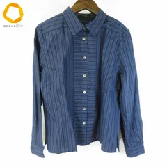 #a レリアン Leilian シャツ ブラウス 11 青系 紺系 ストライプ コットン 長袖 オーストリア製生地 日本製レディース [972654] k01