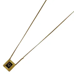 【在庫一掃】 クリスチャンディオール Christian Dior ロゴ ネックレス スクエア ネックレス GP ゴールド ブラック レディース 【中古】