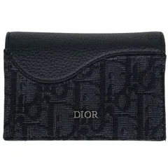 【在庫一掃】 クリスチャンディオール Christian Dior トロッター柄 カードケース サドル 名刺入れ カードケース キャンバス レザー ブラック レディース 【中古】