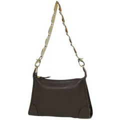 【在庫一掃】 セリーヌ CELINE ロゴ チェーン ショルダーバッグ ワンショルダー ブラゾン ショルダーバッグ レザー ダークブラウン レディース 【中古】