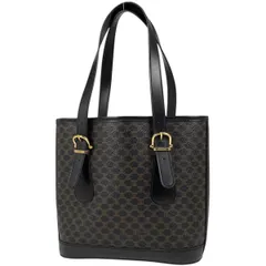 【在庫一掃】 セリーヌ CELINE マカダム柄 トートバッグ ハンドバッグ バケツ型 コーティングキャンバス ブラック レディース 【中古】