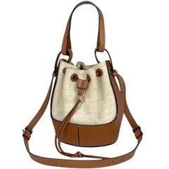 【在庫一掃】 ロエベ LOEWE アナグラム バルーンバッグ ミニ 斜め掛け ポシェット ショルダーバッグ キャンバス ベージュ ブラウン レディース 【中古】
