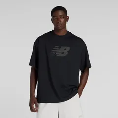 ニューバランス 半袖 Tシャツ メンズ Newbalance 速乾 ドライ トレーニングウエア 運動 スポーツウェア 男性 オーバーサイズ NBロゴ ロゴT 半そで スポーツTシャツ 半袖シャツ メンズウエア 黒 ブラック 服/AMT53171-BK