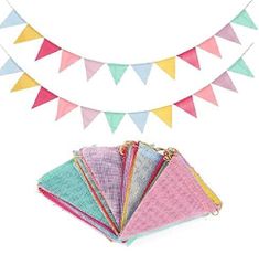 Bethany Home 삼각기 2개 세트 화환 아마 약 4m 길이 대마 로프 캠프 플래그 배너 아웃도어 깃발 파티 장식 생일 관 11-7