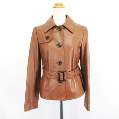 23区 オンワード樫山 レザージャケット 長袖 ステンカラー ラム 38 ブラウン ※EKM