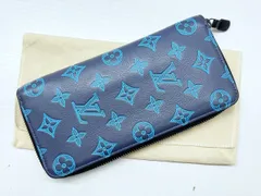 美品　Louis Vuitton　ルイヴィトン　モノグラムシャドウ　ジッピーウォレット　ヴェルティカル　ラウンド長財布　ネイビー　ブルー　RFID　M80423