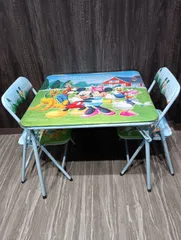 【K-1731】ディズニー 折りたたみテーブル ミニテーブル 折りたたみ椅子 ミニチェアー2客 テーブルチェアセット ミッキー ミニー ドナルド グーフィー デイジー プルート 省スペース 耐荷重30kg 保育園 幼稚園 小学校低学年