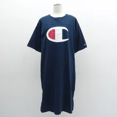 Champion × RODEO CROWNS ◆半袖ワンピース/スウェット/ロゴ/ネイビー/サイズFREE CWSS301 【レディース/ガールズ/LADY/女性/婦人】 レディースファッション【中古】 