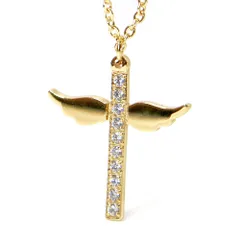 レディース ステンレス ネックレス クロス 十字架 ジルコニア ゴールド カラー【SALE セール アクセサリー アクセ】