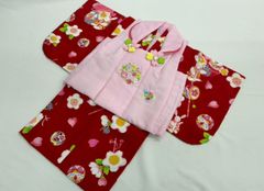 乙葉 水色ピンク 花柄 被布着 草履 ポーチ付き - メルカリ
