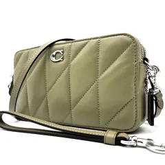 未使用保管品 現行モデル COACH コーチ キラ クロスボディ・ピロー キルティング ショルダーバッグ シルバーロゴ金具 レザー モスグリーン CM531