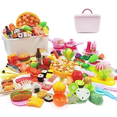 Jecimco 76点 おままごと キッチン セット子供 知育玩具 DIY 寿司 海鮮 野菜 果物 ハンバーグ コンロ ままごと用調理器具 付け 親子遊び キッチン おもちゃ プレゼント 男の子 女の子 ままごと ごっこ遊び 1