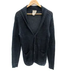 コムサメン COMME CA MEN カーディガン ミドル丈 ショールカラー 麻 リネン M 紺 ネイビー /SM38 ■MOのサムネイル