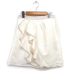 アプワイザーリッシェ Apuweiser-riche タグ付き スカート フレア ミニ フリル タック レース ラメ 1 オフホワイト /NT5