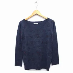 ワンアフター アナザー ナイスクラップ one after another NICE CLAUP ニット セーター Uネック リブ ハイゲージ 花柄 長袖 ブルーグレー /NT35