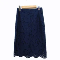 N.Natural Beauty Basic N.ナチュラルビューティーベーシック Aライン スカート ロング レース 花柄 フリル 綿混 S ネイビー 紺 /HT23