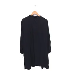 ザラ ZARA シャツワンピ ワンピース バンドカラー ゆったり 薄手 長袖 L-XL 黒 ブラック