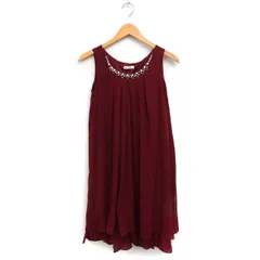 アクシーズファム axes femme 装飾付き ドレス ワンピース ノースリーブ ひざ丈 花モチーフ M レッド 赤 /FT45