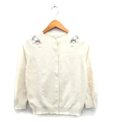 ジルスチュアート JILL STUART タグ付き カーディガン 七分袖 コットン ビジュー M アイボリー 白 /KT15