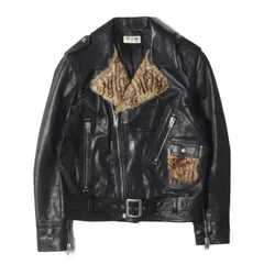 SAINT LAURENT PARIS サンローラン パリ ジャケット ブラック×ベージュ サイズ:50 | エディ期 マーモットファー ダブルブレスト ライダース ラムレザー ジャケット (361704 Y5GC1) | イタリア製【メンズ】【中古】のサムネイル