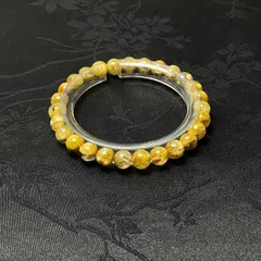 夢色 EU製★太陽花タイチンルチル★黄金針水晶 金運 開運 ゴールド ブレスレット パワーストーン 6.7-7.2mm ZB9719
