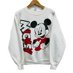 Disney　スウェット　80s vintage　80年代　トレーナー　トップス　クルーネック　裏起毛　ポリエステル　コットン　ミッキーマウス　USA製　古着