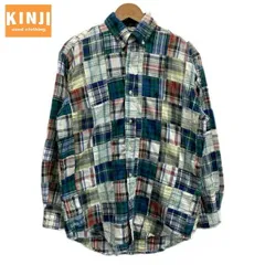 RALPH LAUREN　チェックシャツ　パッチワークシャツ　長袖　シャツ　トップス　コットン　ボタンダウン　ワンポイント　ブランドロゴ　刺しゅう　スモールポニー　古着