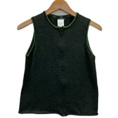 Y's　ニットベスト　セーター　トップス　クルーネック　フルジップ　ポリエステル　レーヨン　無地　日本製　ドメスティック　古着