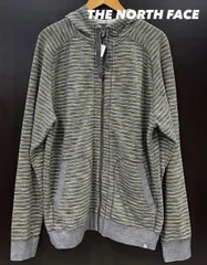 THE NORTH FACE ザノースフェイス パーカー フルジップ ボーダー グレー×イエロー L 古着 中古 110139