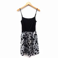 マイストラーダ Mystrada キャミワンピース 切替 無地 花柄 フレア ノースリーブ ロング 38 ブラック 黒 /FT41