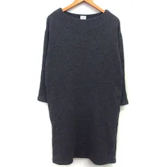 アーバンリサーチ ドアーズ URBAN RESEARCH DOORS ニット ワンピース Aライン 膝下 シンプル リブ 長袖 丸首 ウール混 One チャコール 灰 /HT22