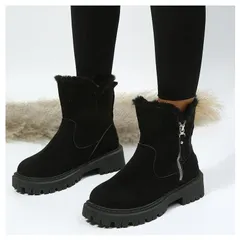 スノーブーツ ムートンブーツ レディース 厚底 ショートブーツ スエード ボア 裏起毛 防寒 あったか もこもこ 履きやすい カジュアル 美脚 冬 黒 P0vo258