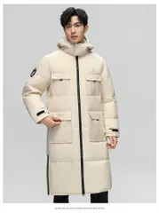 ダウンジャケット メンズ ロング丈 スタンドカラー フード付き ミリタリー 撥水 保温 防寒 厚手 カジュアル キルティング 軽め 冬服 ロングダウンジャケット 立ち襟